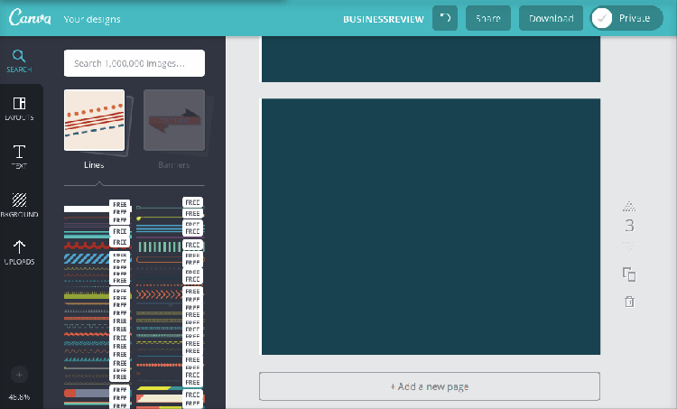 Page numbers in Canva document