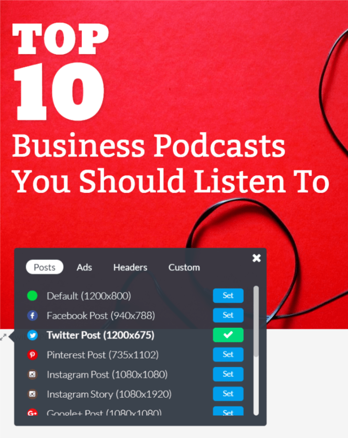 Change social media post size